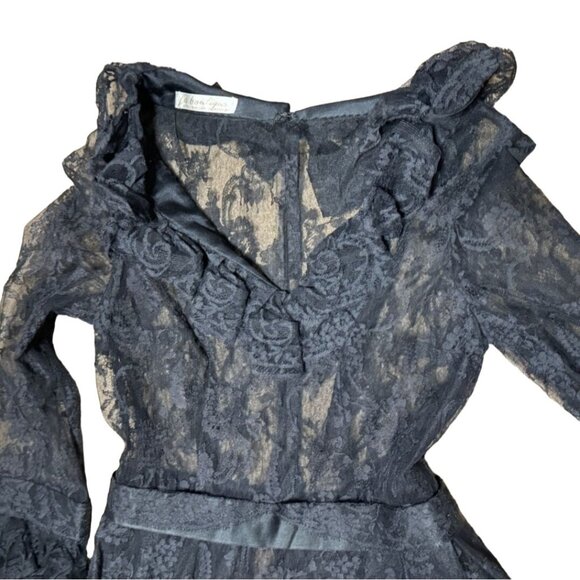 NWT BLACK LA BOUTIQUE EVENING COCKTAIL DRESS SZ 6 1950s SHEER LACE WOMENS - Picture 4 of 6
